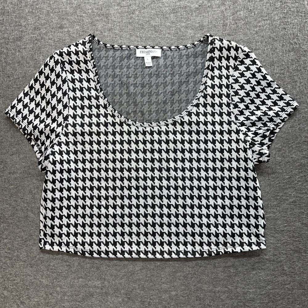 Freshman 1996 Crop Black & White Houndstooth Top Junior Sz Large